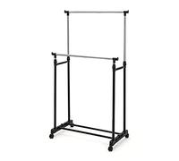 Supernic Clothes Rail 83 * 42 * 90-160cm Heavy Metal Clothes Rack with Casters Adjustable Double-Bar Hanger with Storage Rack for Storing Boxes and Shoes