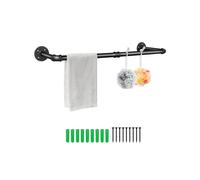 Supernic Wall Mounted Clothes Rack Rail 80cm Iron Pipe Towel Bar Industrial Pipe Towel Rail Hanging Garment Rack Hanging Rustic Display Hand Towel Holder for Bedroom Living Room Batheoom (Black)