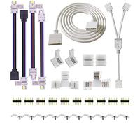 SUPERNIGHT 5PIN LED Strip Connector Kit 10mm 5050 RGBW Connectors Include 9.8FT Extension Cable, Strip to Strip Jumpers, Strip to Power Jumpesr, 2 Way Splitter, L Shape Connectors, Gapless Connectors