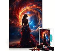 Supernova Enigmatic Woman Jigsaws 1000 Pieces for Adults Brain Challenge Toy Peaceful Time Clear Cut Art Collectible (38x52cm)