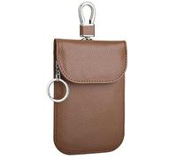 SUPERNOVA Lifestyle RFID Signal Blocker Faraday Pouch for Car Keys, Gate Remote, Premium PU Leather, Jammer for Keyless Entry, Relay Attack Prevention, Anti-theft Protection (Brown)