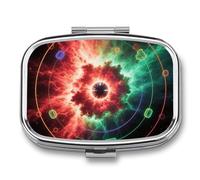 Supernova Remnant Pill Box Travel Pill Organizer 2-Compartment with Mirror Design Portable Square Medicine Case for Vitamins, Jewelry & Essentials Durable Pocket Pillcase for Purse, Camping