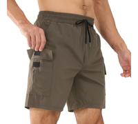Superora Men's Cargo Shorts - Quick Dry, Breathable, Hiking, Sports & Leisure, Regular Fit, Mid Rise, 8 Inches Inseam, 5 Pockets, Size L, Khaki