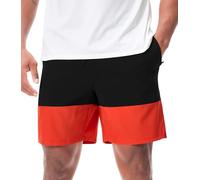 Superora Men's Dual-Tone Casual Shorts Athletic Shorts - Lightweight,Quick Dry,Comfortable,3 Zipped Pockets Black/Orange