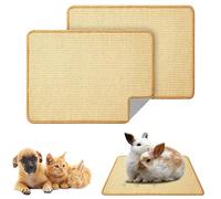 SUPERPAWS Bunny Scratch Pads,Natural Sisal Cat Rabbit Scratching Mat,Small Animal Scratch Pad Rug for Indoor Grinding Claw Sleeping Pad for Guinea Pigs Chinchillas Ferrets (15.7"*11.8",2Pcs)