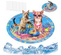 SUPERPAWS Thickened Sensory Water Playmat for Cats Dogs,Water Summer Cat Cooling Mat for Bored Pet, Cat Toys Water Sensory Playmat for Indoor Cats Playing Sleeping (Round,Clownfish(100cm/39.3in))