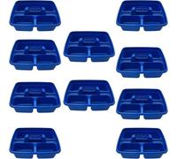Superpetstoreuk247 12" X 15" Polypropylene 3 Compartment Storage Caddy Tray With Handle Blue Pack Of 10
