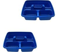 Superpetstoreuk247 12" X 15" Polypropylene 3 Compartment Storage Caddy Tray With Handle Blue Pack Of 2