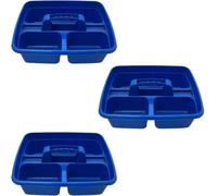 Superpetstoreuk247 12" X 15" Polypropylene 3 Compartment Storage Caddy Tray With Handle Blue Pack Of 3