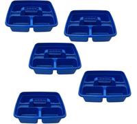 Superpetstoreuk247 12" X 15" Polypropylene 3 Compartment Storage Caddy Tray With Handle Blue Pack Of 5