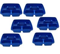 Superpetstoreuk247 12" X 15" Polypropylene 3 Compartment Storage Caddy Tray With Handle Blue Pack Of 6