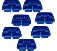 Superpetstoreuk247 12" X 15" Polypropylene 3 Compartment Storage Caddy Tray With Handle Blue Pack Of 7
