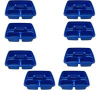Superpetstoreuk247 12" X 15" Polypropylene 3 Compartment Storage Caddy Tray With Handle Blue Pack Of 8