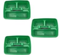 Superpetstoreuk247 12" X 15" Polypropylene 3 Compartment Storage Caddy Tray With Handle Green Pack Of 3