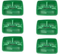 Superpetstoreuk247 12" X 15" Polypropylene 3 Compartment Storage Caddy Tray With Handle Green Pack Of 6