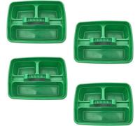 Superpetstoreuk247 12" X 15" Polypropylene 3 Compartment Storage Caddy Tray With Handle Green Pack Of 4