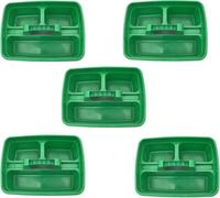 Superpetstoreuk247 12" X 15" Polypropylene 3 Compartment Storage Caddy Tray With Handle Green Pack Of 5