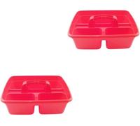 Superpetstoreuk247 12" X 15" Polypropylene 3 Compartment Storage Caddy Tray With Handle Red Pack Of 2