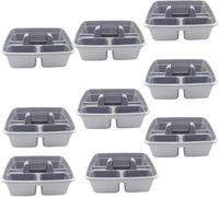Superpetstoreuk247 12" X 15" Polypropylene 3 Compartment Storage Caddy Tray With Handle Silver Pack Of 9