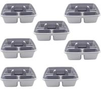 Superpetstoreuk247 12" X 15" Polypropylene 3 Compartment Storage Caddy Tray With Handle Silver Pack Of 7