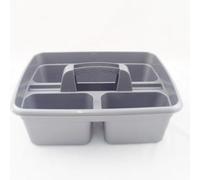 Superpetstoreuk247 12" X 15" Polypropylene 3 Compartment Storage Caddy Tray With Handle Silver Pack Of 1