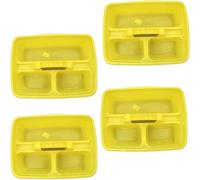 Superpetstoreuk247 12" X 15" Polypropylene 3 Compartment Storage Caddy Tray With Handle Yellow Pack Of 4