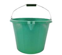 Superpetstoreuk247 15 Litre Heavy Duty Builders Bucket Durable Plastic With Pouring Lip Metal Handle Graduated For Mixing 5 Colours Green