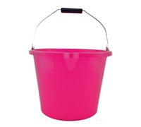 Superpetstoreuk247 15 Litre Heavy Duty Builders Bucket Durable Plastic With Pouring Lip Metal Handle Graduated For Mixing 5 Colours Pink