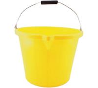 Superpetstoreuk247 15 Litre Heavy Duty Builders Bucket Durable Plastic With Pouring Lip Metal Handle Graduated For Mixing 5 Colours Yellow
