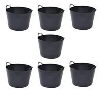 Superpetstoreuk247 15L Plastic Flexi Tub Heavy Duty Flexible Storage Bucket Black Multi Purpose Container For Home Garden Laundry Pack Of 7