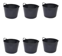 Superpetstoreuk247 15L Plastic Flexi Tub Heavy Duty Flexible Storage Bucket Black Multi Purpose Container For Home Garden Laundry Pack Of 6