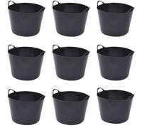 Superpetstoreuk247 15L Plastic Flexi Tub Heavy Duty Flexible Storage Bucket Black Multi Purpose Container For Home Garden Laundry Pack Of 9