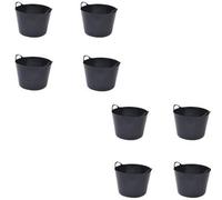Superpetstoreuk247 15L Plastic Flexi Tub Heavy Duty Flexible Storage Bucket Black Multi Purpose Container For Home Garden Laundry Pack Of 8