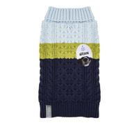Superpetstoreuk247 18Cm Colour Block Blue & Green Dog Cable Knit Sweater Extra Small Soft Knitted Dog Jumper