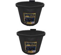 Superpetstoreuk247 2 X Airflow Heavy Duty Plastic Invincible Builders Bucket 15L With Calibrated Markings Black
