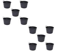 Superpetstoreuk247 26L Plastic Flexi Tub Heavy Duty Flexible Storage Bucket Black Multi Purpose Round Container For Garden Home Use Pack Of 10