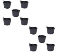 Superpetstoreuk247 42L Plastic Flexi Tub Heavy Duty Flexible Storage Bucket Black Large Multi Purpose Container For Garden Home Use Pack Of 10