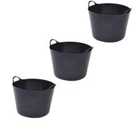 Superpetstoreuk247 42L Plastic Flexi Tub Heavy Duty Flexible Storage Bucket Black Large Multi Purpose Container For Garden Home Use Pack Of 3