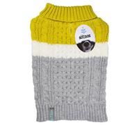 Superpetstoreuk247 55Cm Color Block Grey White & Yellow Dog Cable Knit Sweater Extra Large Soft Knitted Jumper