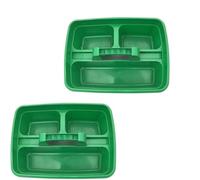 SuperPetStoreUK247 Caddy Tray - 12" x 15" 3 Compartment Polypropylene Carrying Container with Handle - Cleaning Tool Storage Caddy - Colour Coded - For Home Garden Equestrian Green Pack of 2
