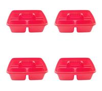 SuperPetStoreUK247 Caddy Tray - 12" x 15" 3 Compartment Polypropylene Carrying Container with Handle - Cleaning Tool Storage Caddy - Colour Coded - For Home Garden Equestrian Red Pack of 4