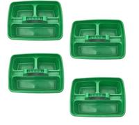 SuperPetStoreUK247 Caddy Tray - 12" x 15" 3 Compartment Polypropylene Carrying Container with Handle - Cleaning Tool Storage Caddy - Colour Coded - For Home Garden Equestrian Green Pack of 4