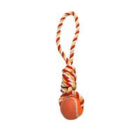 SuperPetStoreUK247 Rope with Giant Tennis Ball Dog Toy - 56CM Interactive Chew & Tug Toy for Medium & Large Dogs - Durable Pet Toy for Aggressive Chewers - Bright Orange Outdoor Play Rope Ball