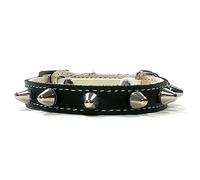 Superpipapo Sturdy Black Studded Luxury Safety Leather Cat Collar - Original Comfortable and Safe Handmade Quality Design - Cool Punk and Spiky with Fancy Rounded Spikes
