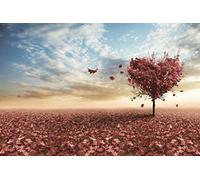 SUPERPOWER® 1000 Pieces Sunset Red Maple Leaves Heart Couple Lover Christmas Birthday Gifts Wooden Jigsaw Puzzles