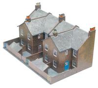 Superquick 1:72 Four Redbrick Terrace Backs - Low Relief Card Kit C5