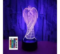 SUPERRUIDALONG 3D Angel Remote Control 16 Color Night Lights Illusion Acrylic LED Table Bedside Lamp Children Bedroom Desk Decor Birthday Christmas Gifts Toy for Kids