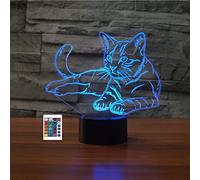 SUPERRUIDALONG 3D Creative Cat Night Light with Remote Control 16 Color LED Table Lamp Children Bedroom Decor Gifts for Kids