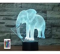 SUPERRUIDALONG 3D Elephant Remote Control 16 Color Night Lights Illusion Acrylic LED Table Bedside Lamp Children Bedroom Desk Decor Birthday Gifts Toy for Kids