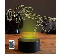 SUPERRUIDALONG 3D Gun Sniper Rifle Lamp Remote Control 16 Color Night Lights Illusion Acrylic LED Table Bedside Lamp Children Bedroom Desk Decor Birthday Christmas Gift Cute Toy for Kids Adult